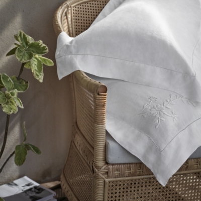 Provence Embroidered Oxford Pillowcase Single Provence Bed Linen