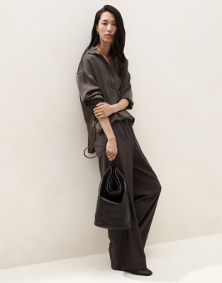 Pull On Wide-Leg Trousers