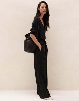 Pull-On Wide-Leg Trousers