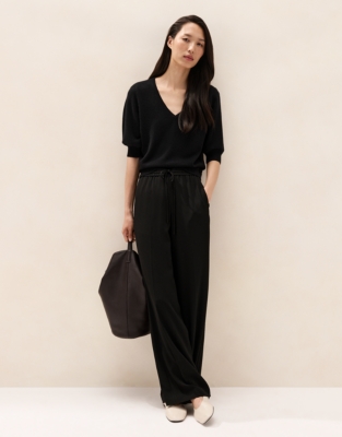 Pull-On Wide-Leg Trousers