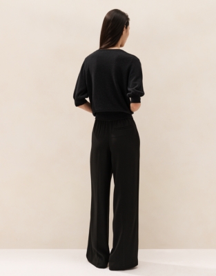 Pull-On Wide-Leg Trousers