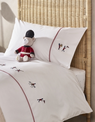 Pure Cotton Embroidered London Parade Bed Linen Set