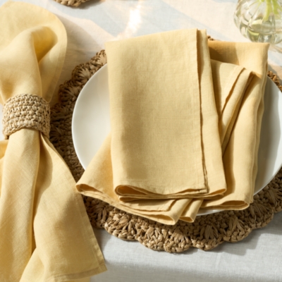 Pure Linen Napkins – Set of 4 - Soft Yellow