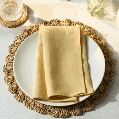 Pure Linen Napkins – Set of 4 - Soft Yellow