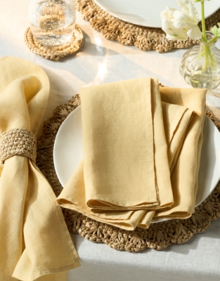 Pure Linen Napkins – Set of 4 - Soft Yellow