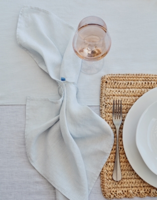 Pure Linen Napkins – Set of 4 - Pale Blue