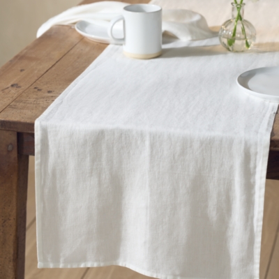 Pure Linen Table Runner - White