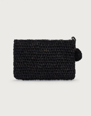 black raffia clutch