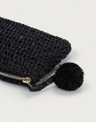 black raffia clutch bag