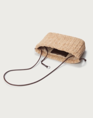 Raffia Crossbody Drawstring Bag