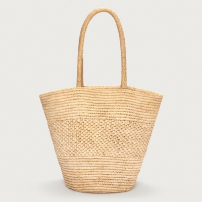 Raffia Flared Basket Bag