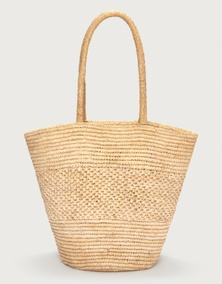 Raffia Flared Basket Bag