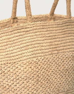 Raffia Flared Basket Bag