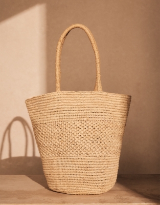 Raffia Flared Basket Bag