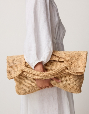 Raffia Foldover Large Bag