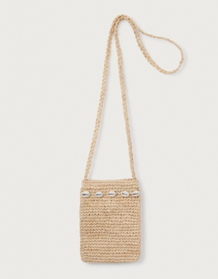 Raffia Seashell Phone Pouch