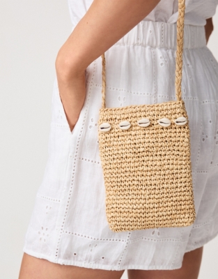 Raffia Seashell Phone Pouch