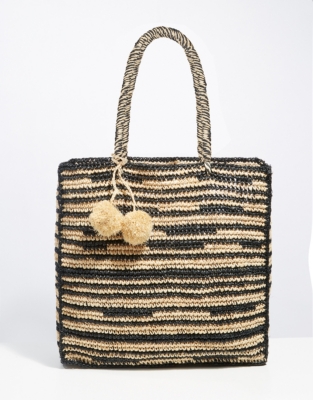 Raffia Stripe Tote Bag | Accessories Sale | The White Company UK