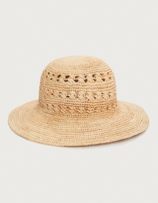 Raffia Stripe Weave Bucket Hat