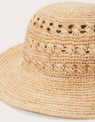 Raffia Stripe Weave Bucket Hat