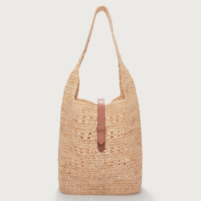 Raffia Stripe Weave Tote Bag