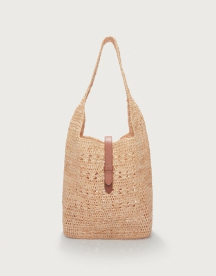 Raffia Stripe Weave Tote Bag