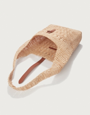 Raffia Stripe Weave Tote Bag