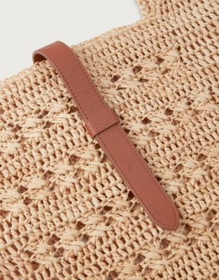 Raffia Stripe Weave Tote Bag