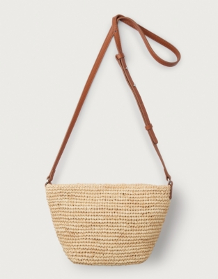 Raffia Zipper Cross Body Bag