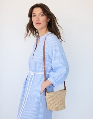 Raffia Zipper Cross Body Bag