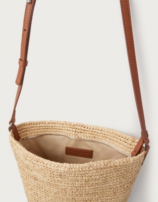 Raffia Zipper Cross Body Bag
