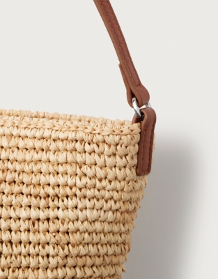 Raffia Zipper Cross Body Bag