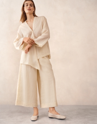 Ramie Ankle Grazer Wide Leg Trousers