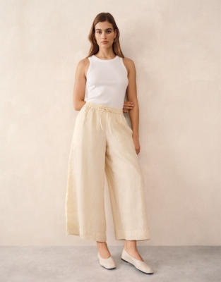Ramie Ankle Grazer Wide Leg Trousers