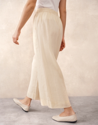 Ramie Ankle Grazer Wide Leg Trousers