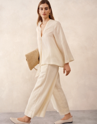 Ramie Ankle Grazer Wide Leg Trousers