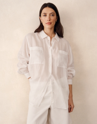 Ramie Boyfriend Shirt - Porcelain