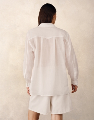 Ramie Boyfriend Shirt - Porcelain