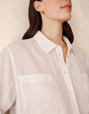 Ramie Boyfriend Shirt - Porcelain