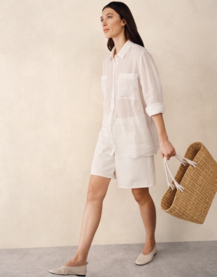 Ramie Boyfriend Shirt - Porcelain