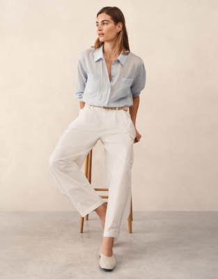 Ramie Boyfriend Shirt - Baby Blue