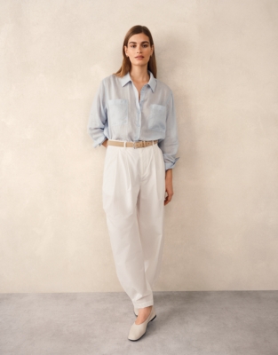 Ramie Boyfriend Shirt - Baby Blue