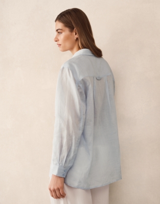 Ramie Boyfriend Shirt - Baby Blue