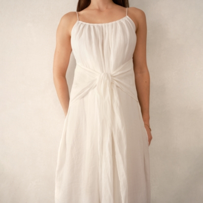 Ramie Dress with Drape Detail