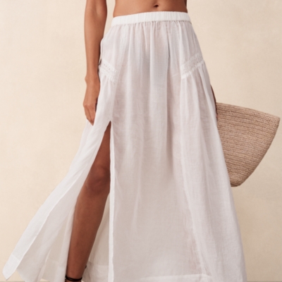 Ramie Smocked Panelled Skirt