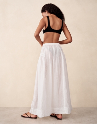 Ramie Smocked Panelled Skirt