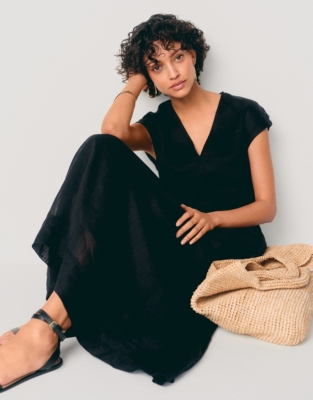 Ramie V-Neck Maxi Dress