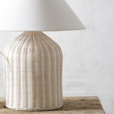 Rattan Large Table Lamp Lighting The White Company UK