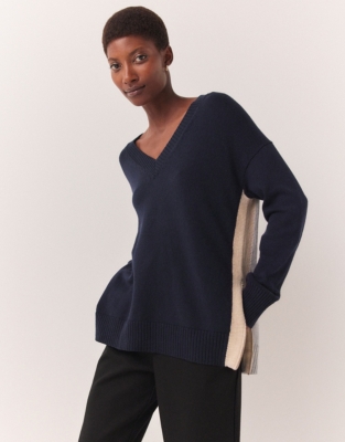 Recycled Cotton Rich Colourblock Side Zip Jumper