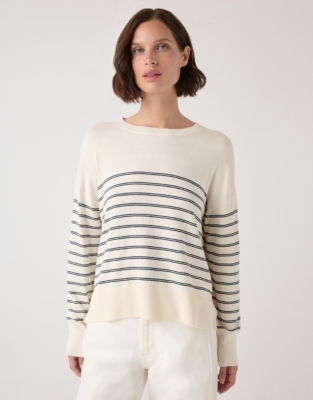 Recycled Cotton Rich Double Stripe Jumper